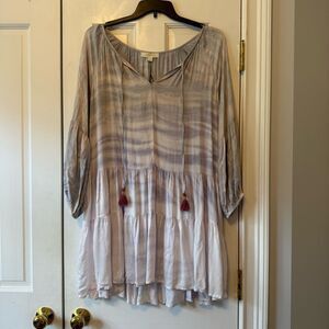 NWT River + Sky Tie-Dye Long Sleeve Grey Ruffle Dress Size Medium
